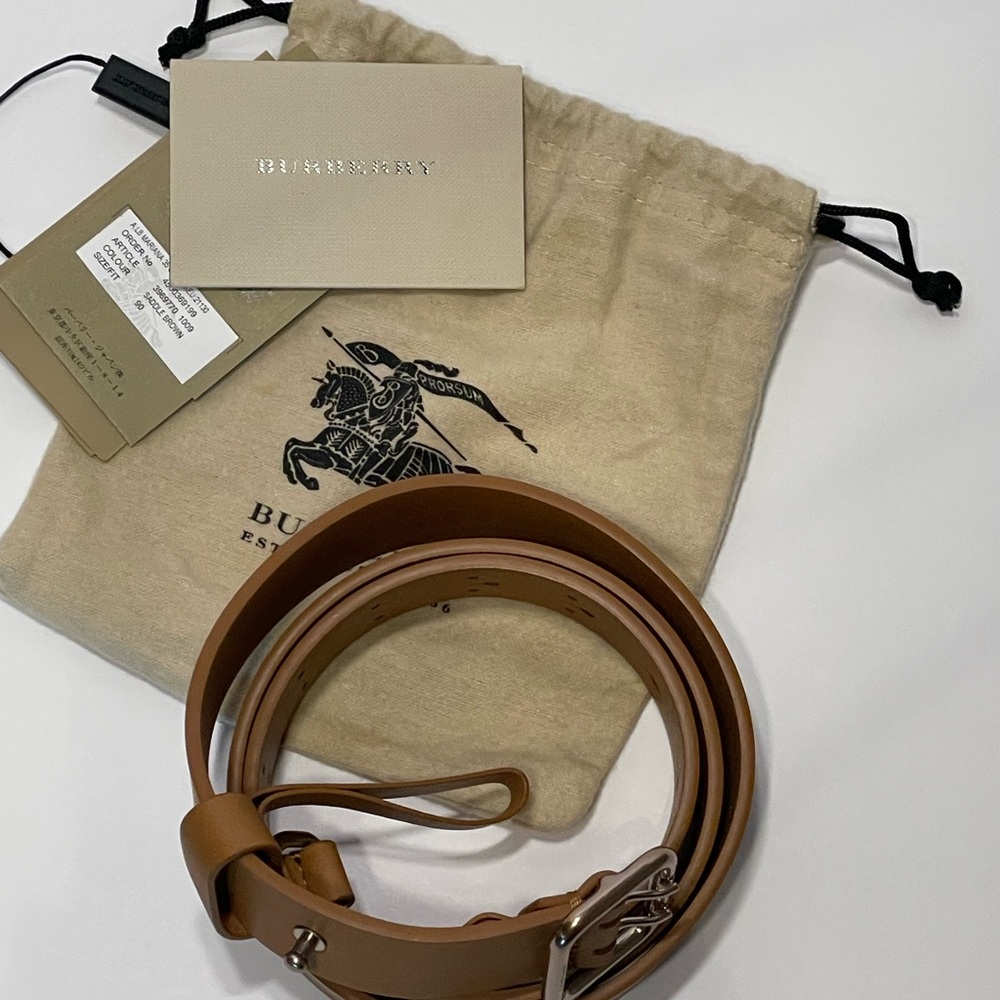 Burberry Tan Leather Belt Elegant and Timeless